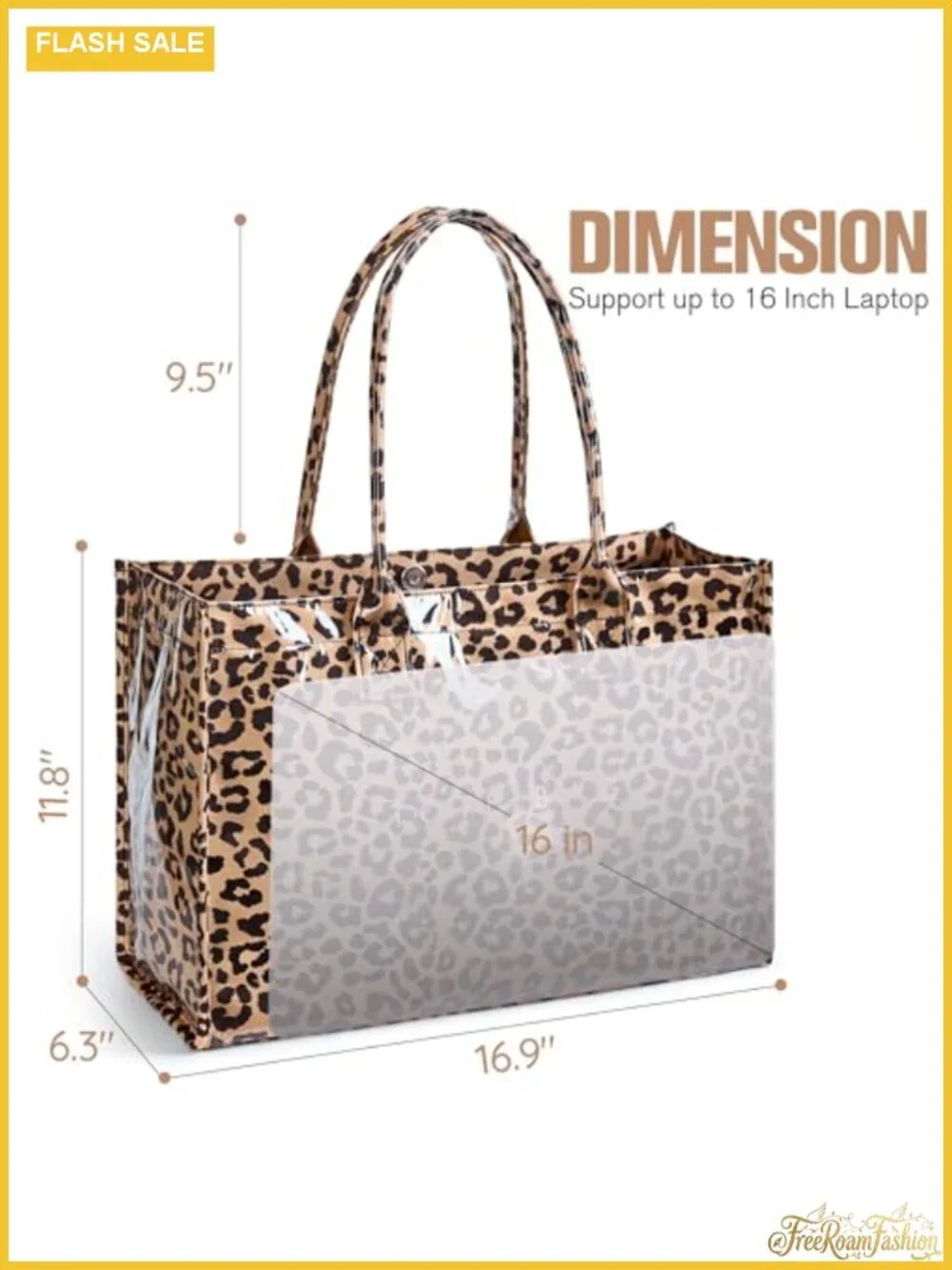 PVC Transparent Tote Bag Women's Kraft Paper Work Handbags with Top Handle